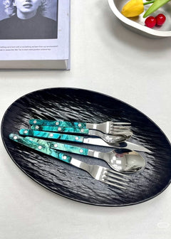 Set Of 10 Pcs Modern Elegant Terra Flatware - Bistrot Style Cutlery Si