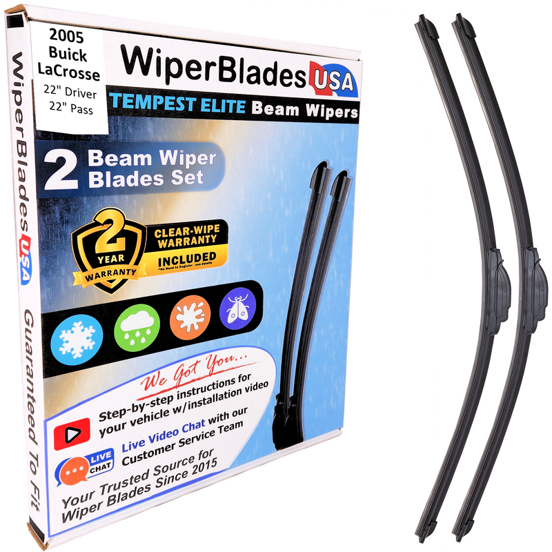 2005 Buick LaCrosse Wiper Blades w/2yr Wear Warranty (Set of 2) Beam Wipers