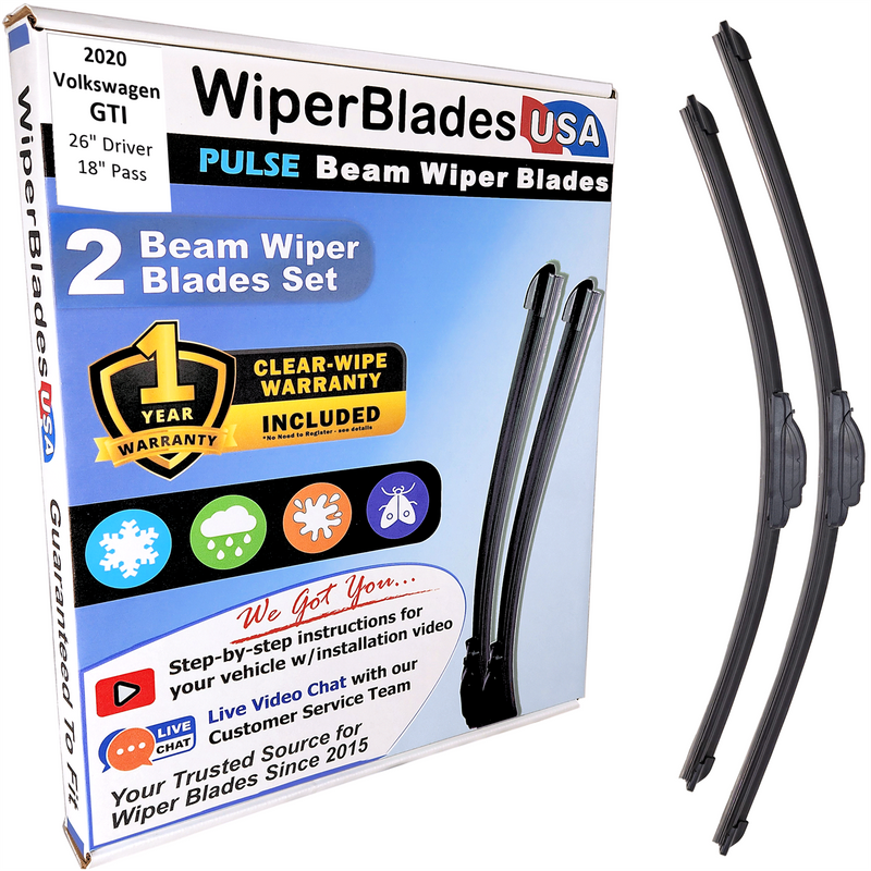 2020 Volkswagen GTI Wiper Blades Set w/1yr Warranty (Set of 2) Pulse Beam Wipers