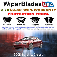 2005 Buick LaCrosse Wiper Blades w/2yr Wear Warranty (Set of 2) Beam Wipers
