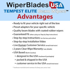 2002 Kia Optima Wiper Blades Set w/2yr Warranty (Set of 2) Tempest Elite Wipers