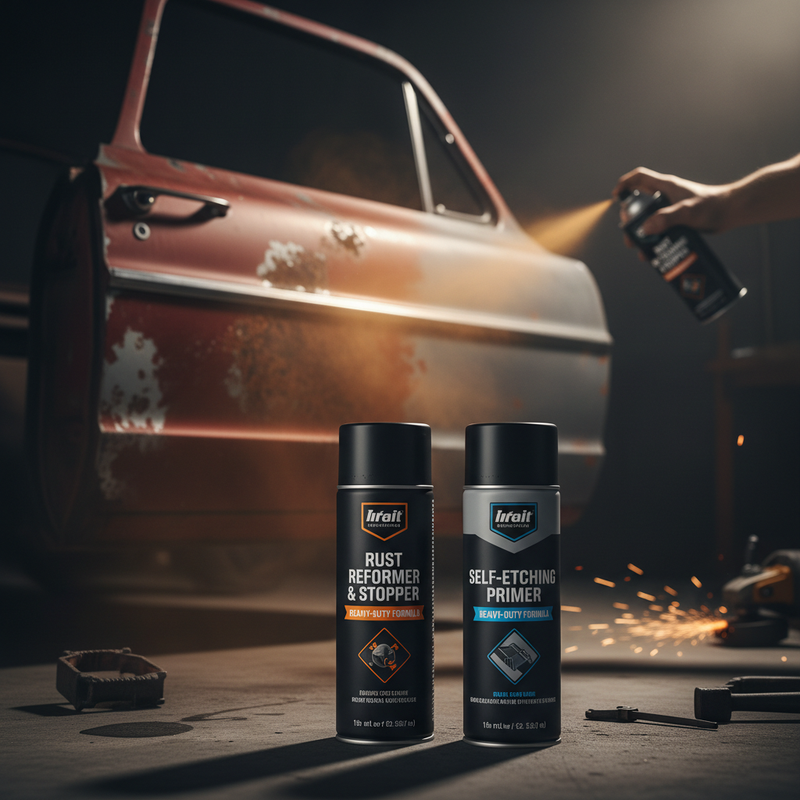 Heavy-Duty Rust Converter and Self-Etching Primer for Classic Car Restoration