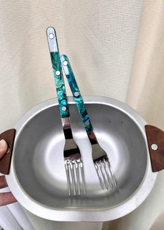 Set Of 10 Pcs Modern Elegant Terra Flatware - Bistrot Style Cutlery Si