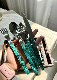 Set Of 10 Pcs Modern Elegant Terra Flatware - Bistrot Style Cutlery Si